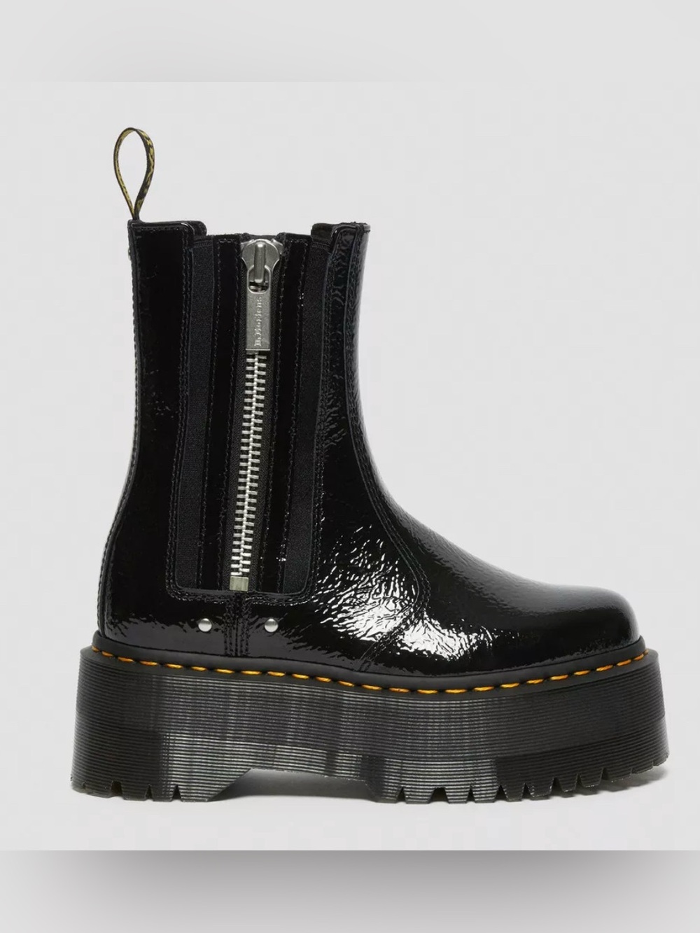 🆕Dr Martens 2976 Max Distressed Patent Platform Chelsea Boots Black Size 8 NIB